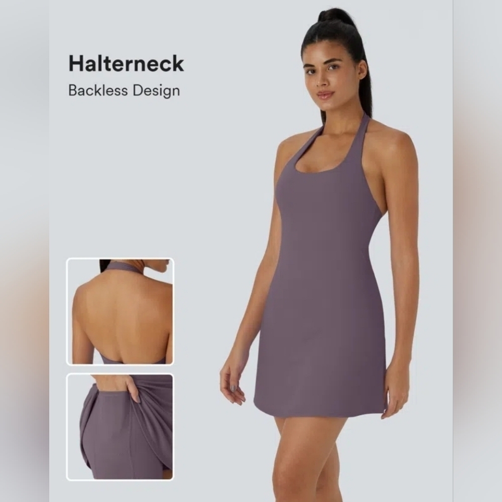 HALARA Dusty Lavender Purple Halter Active Dress